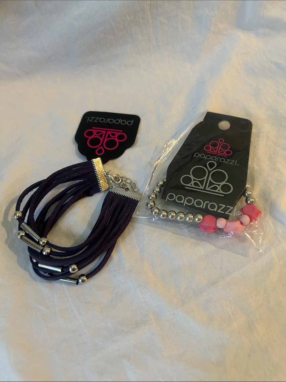 Paparazzi Purple Multi-Strand Bracelet Set with Pink Bead Accent